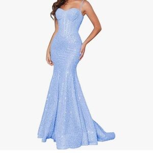 Elegant Blue Sequin Gown NEW WITH TAGS